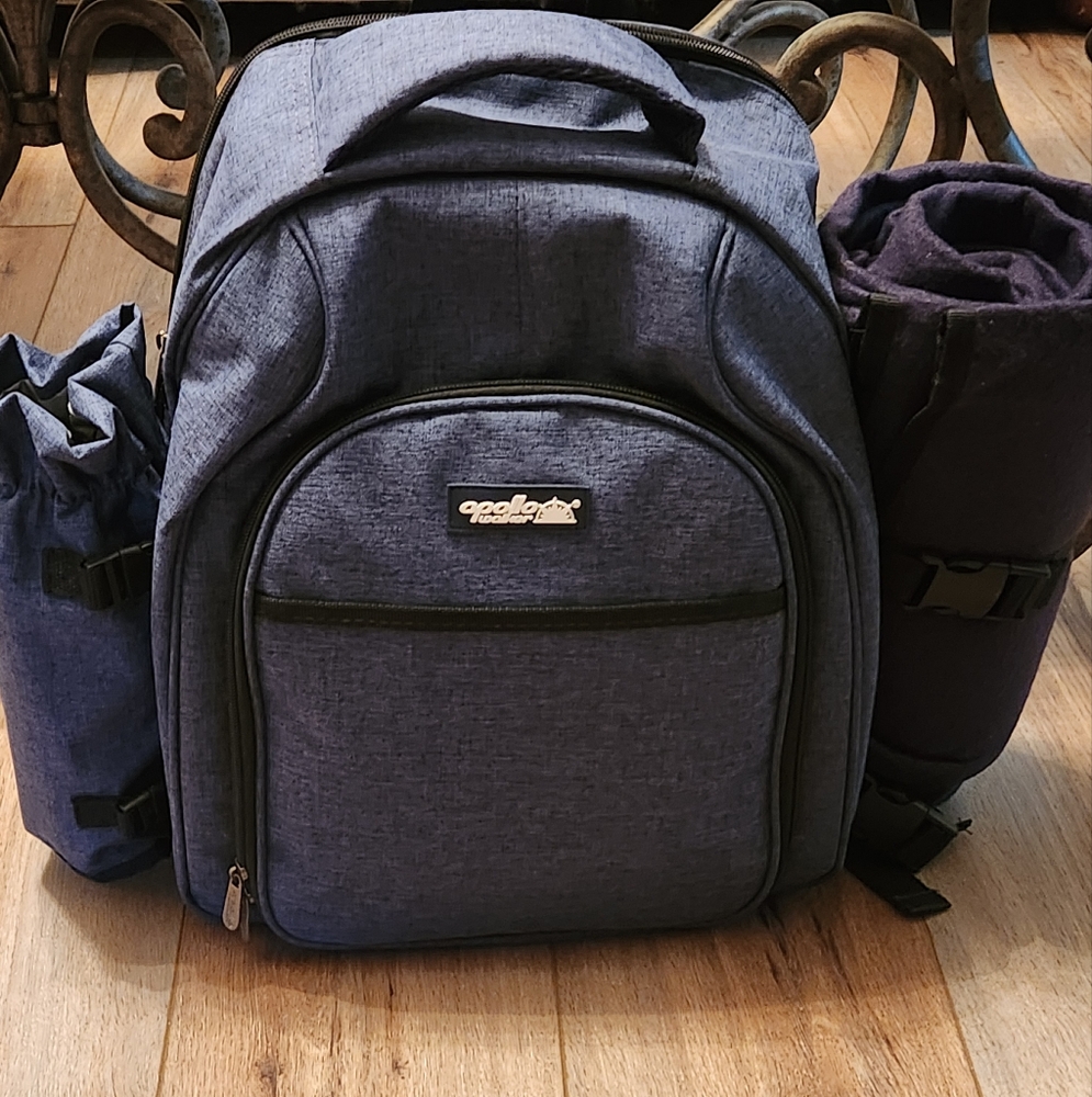 Apollo Blue Picnic Backpack with Side Pockets